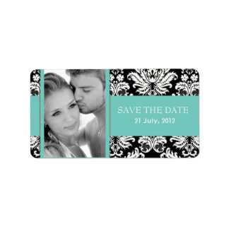 Damast-Foto-Save-the-Date-Etiketten Adressaufkleber
