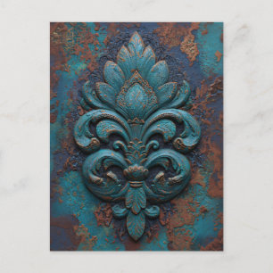 Damast geprägte Fleur-De-Lis Postkarte