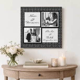 Damast Hochzeitsfoto im Vintage-Stil auf Leinwand
