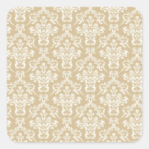 Damast in cremefarbe quadratischer aufkleber