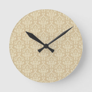 Damast in cremefarbe runde wanduhr