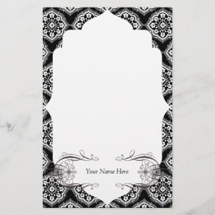 Damast-klassisches Schwarz-weißes elegantes Briefpapier