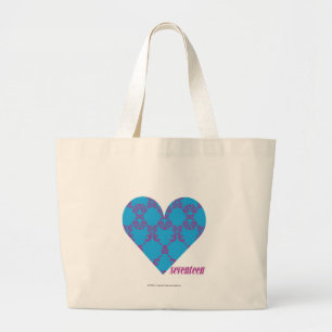 Damast Lila-Aqua 3 Jumbo Stoffbeutel