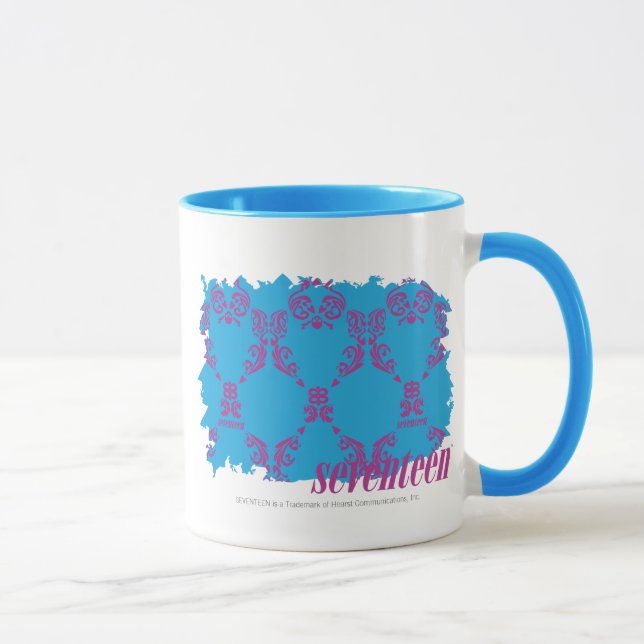 Damast Lila-Aqua 4 Tasse (Rechts)