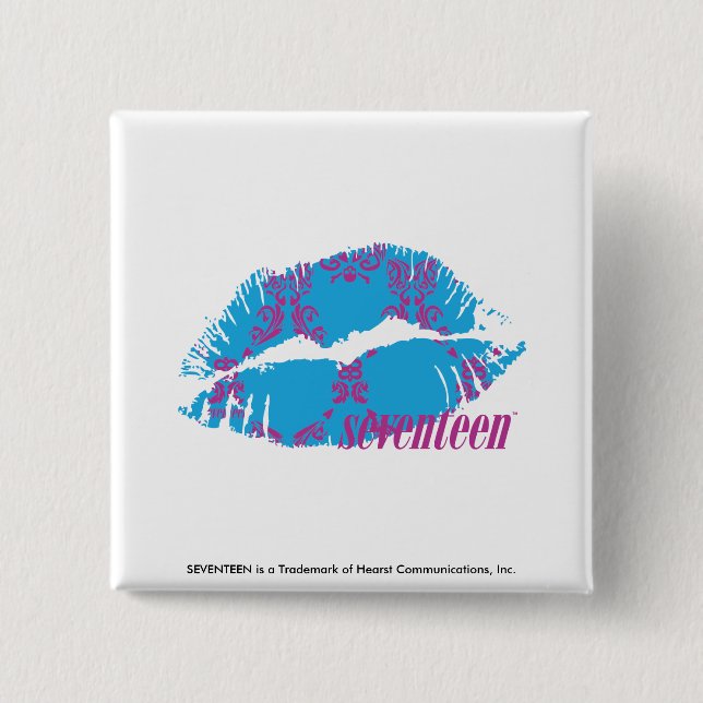 Damast Lila-Aqua Button (Vorderseite)