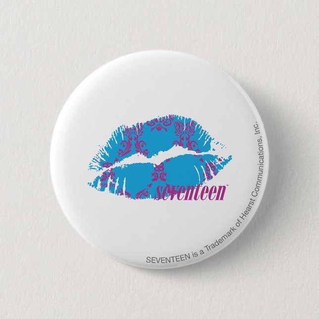 Damast Lila-Aqua Button (Vorderseite)
