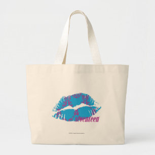 Damast Lila-Aqua Jumbo Stoffbeutel
