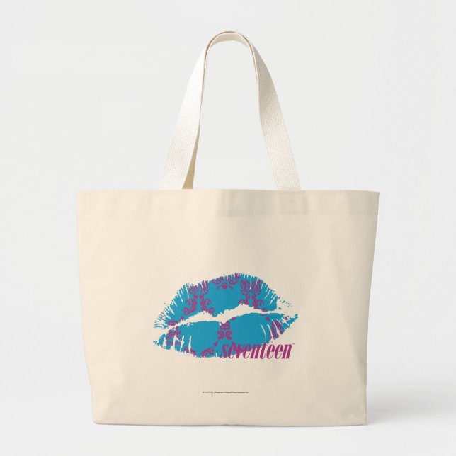 Damast Lila-Aqua Jumbo Stoffbeutel (Vorne)