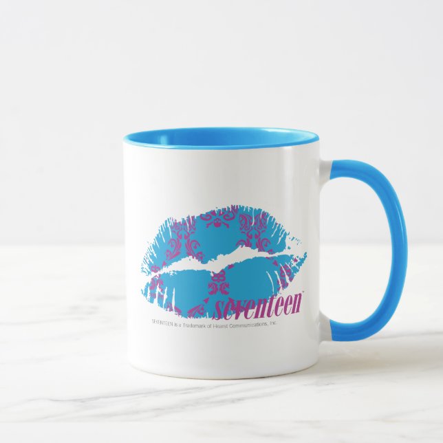 Damast Lila-Aqua Tasse (Rechts)