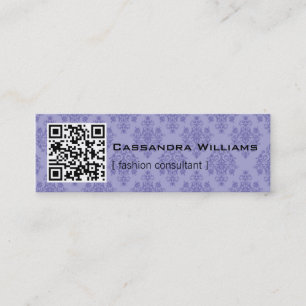 Damast lila QR CODE Minigeschäfts-Karten Mini Visitenkarte