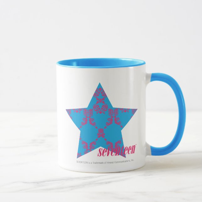 Damast Magentarot-Aqua 2 Tasse (Rechts)