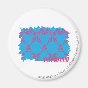 Damast Magentarot-Aqua 4 Magnet
