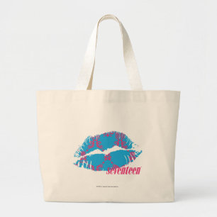 Damast Magentarot-Aqua Jumbo Stoffbeutel
