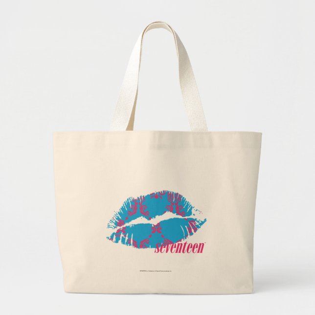 Damast Magentarot-Aqua Jumbo Stoffbeutel (Vorne)