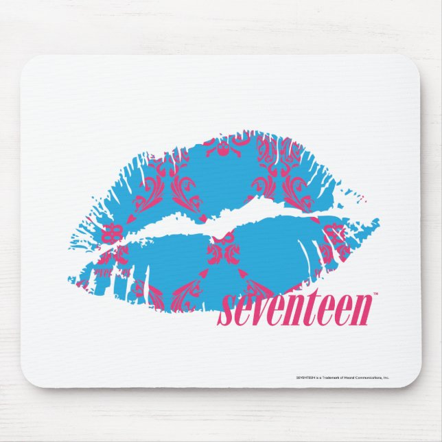 Damast Magentarot-Aqua Mousepad (Vorne)