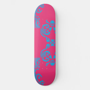 Damast Magentarot-Aqua Skateboard