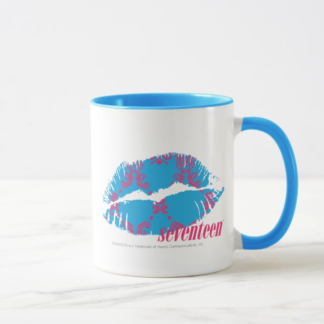 Damast Magentarot-Aqua Tasse (Rechts)
