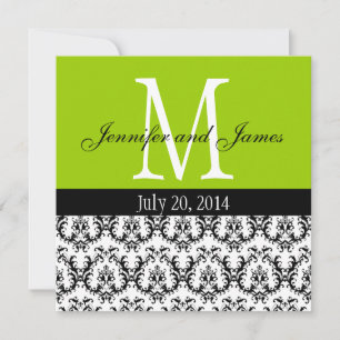 Damast-Monogramm-Hochzeitseinladung Apfelgrün Einladung