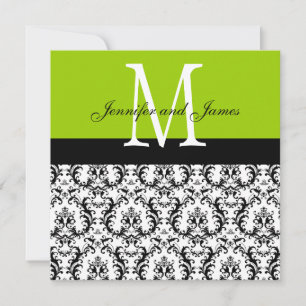 Damast-Monogramm-Hochzeitseinladungen Apfelgrün Einladung