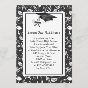 Damast, Mörser, Diplom Abschluss Einladung