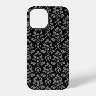 Damast-Muster Grau auf Schwarz iPhone 12 Pro Hülle