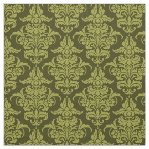 Damast-Muster - Olive auf dunkler Olive Stoff
