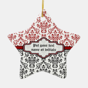 Damast-Muster schwarz rot weiß individuelles Ornam Keramikornament