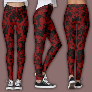 Damast-Muster   Schwarz & Rotwein Leggings