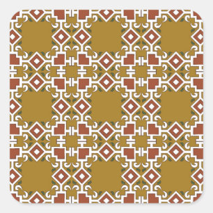 Damast nahtlos: Vintage-Muster Hintergrund Quadratischer Aufkleber