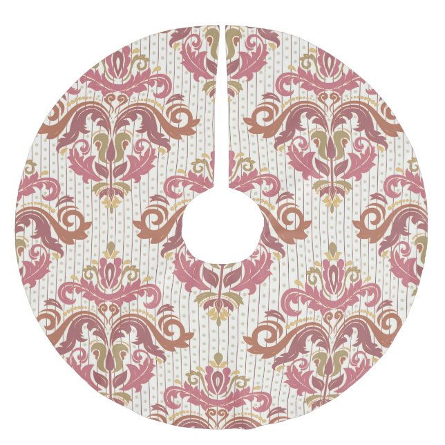 Damast orientalisch farbenfroh vintage. polyester weihnachtsbaumdecke (Vorderseite)
