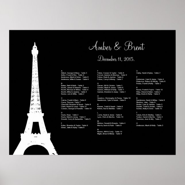Damast Paris Sitzplan Poster (Vorne)