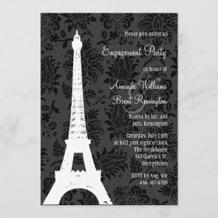 Damast-Paris-Verlobungs-Party Einladung