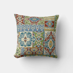 Damast-Patchwork: Farbige türkische Vintage. Kissen