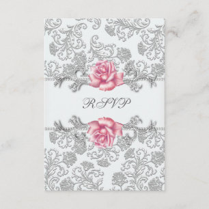 Damast-Rosa-Rose Mädchen Erste Kommunion RSVP Karte