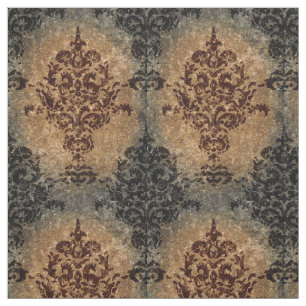 Damast-schwarzer Rost auf Grau und TAN Stoff