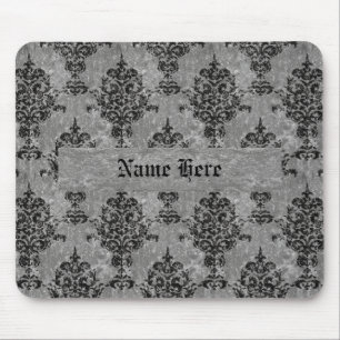Damast-Schwarzes auf Imitat-Grau-Stein Mousepad
