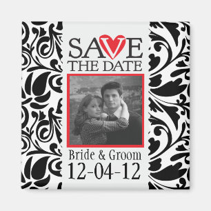 Damast-Schwarzweiss-Save the Date Magnet