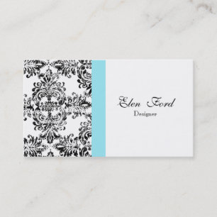 Damast-Schwarzweiss-- und blaues elegantes Visitenkarte