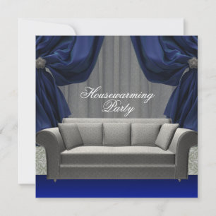Damast-Sofa Elegante Vorhänge Einweihungsparty Einladung
