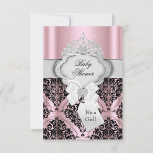 Damast & Tiara Prinzessin Baby Shower Einladung