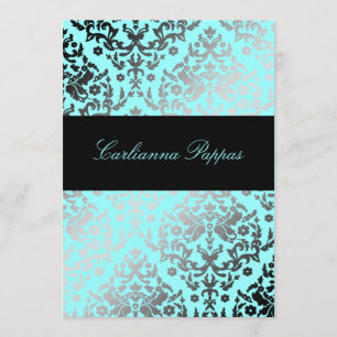 Damast-Türkis-Blau-Davidsstern der Blendungs-311 Einladung