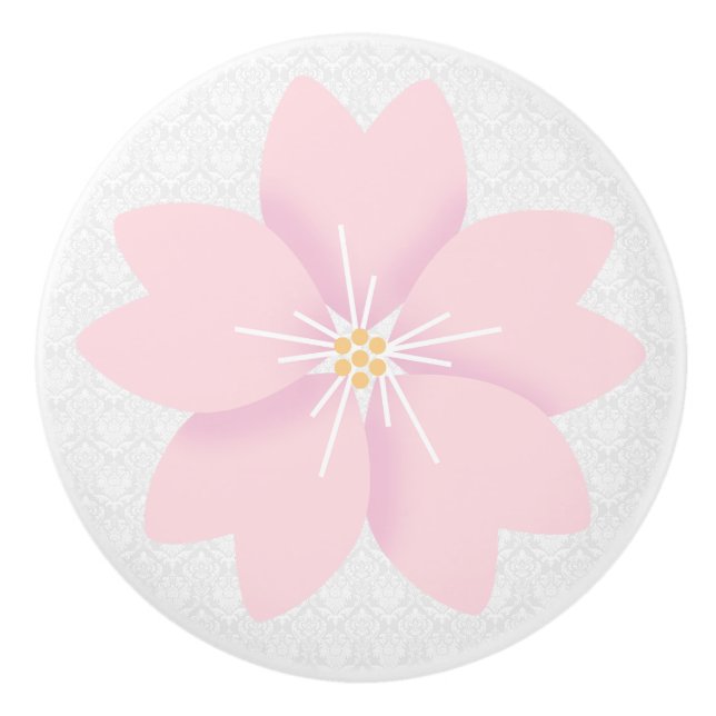 Damast und Blume Keramikknauf (Vorderseite)