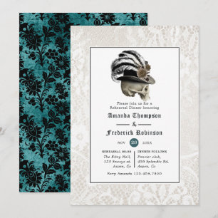 Damast- und Spitzen-Gothic-Probeessen zur Hochzeit Einladung