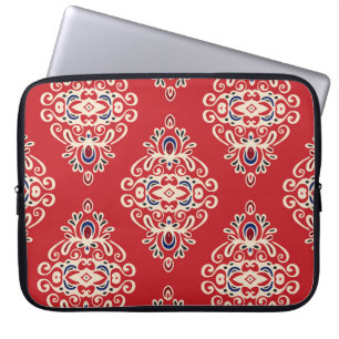 Damast-Vintage: Nahtloses Muster mit florierendem Laptopschutzhülle