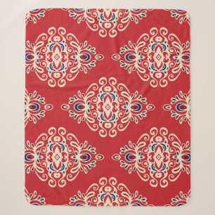 Damast-Vintage: Nahtloses Muster mit florierendem Sherpadecke