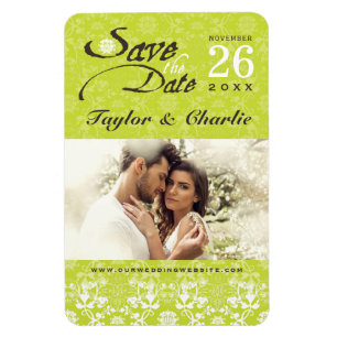 Damast Vintage-Spitze Save The Date Foto-Magnet Magnet