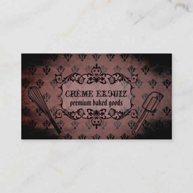 Damast Vintager Chicbacken-Bäckereibäcker elegant Visitenkarte (Vorderseite)