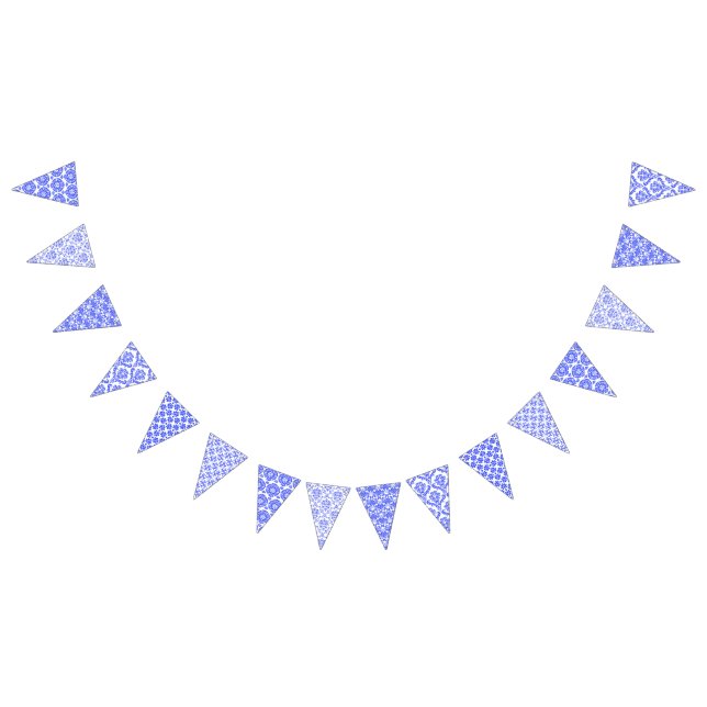 Damast Vintages blaues weißes Wimpelkette (Alle)