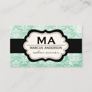 Damast / Wasserfarbe (grün) Visitenkarte