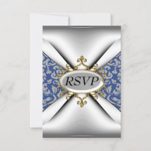 Damast Weiß Geburtstagsfeier RSVP Karte
